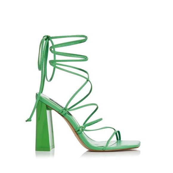 AQUA Shoes - AQUA Womens Green Padded Strappy Leah Square Toe Block Heel Heeled Sandal 6 M